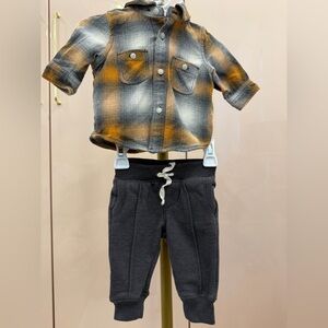 GAP Orange Plaid Shirt and Dark Gray Joggers